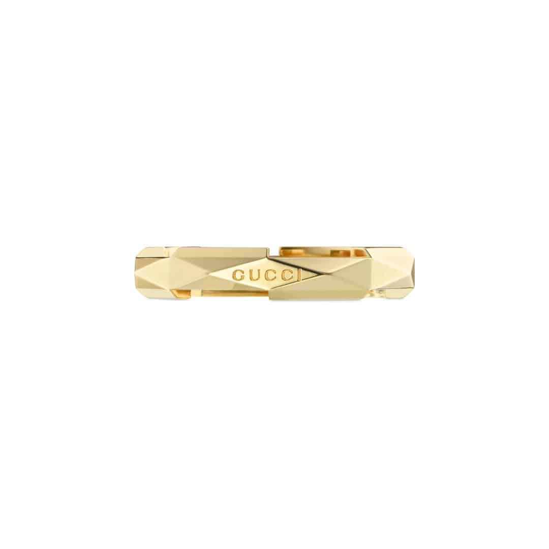 Gucci Fine Link to Love Studded Ring in 18kt Yellow Gold