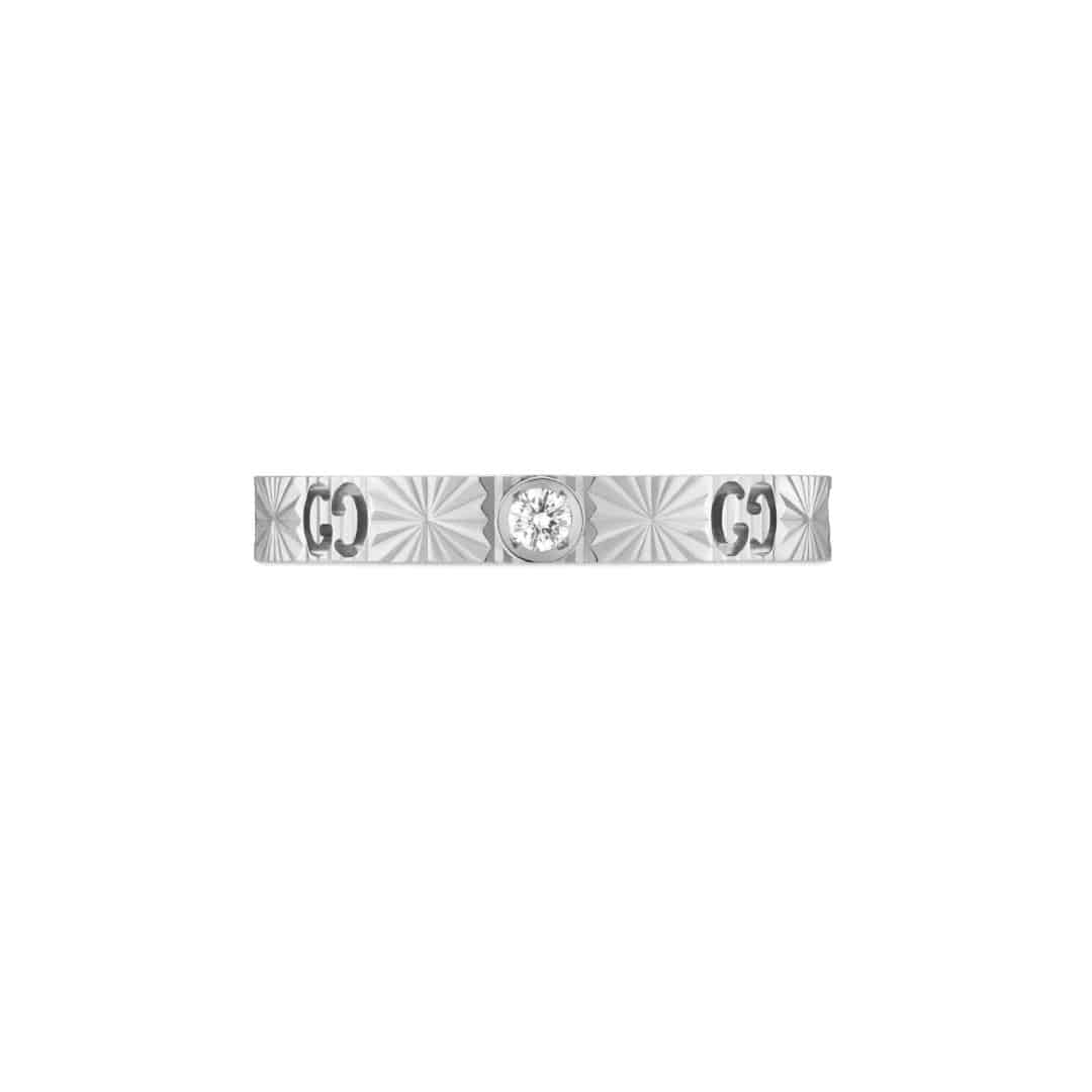 Gucci Fine Icon Ring in 18kt White Gold with Diamonds