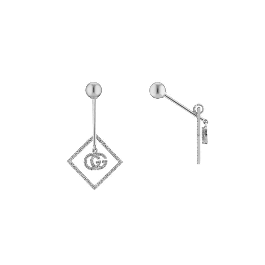 Gucci GG Running Small Single Earring in 18kt White Gold with Diamonds