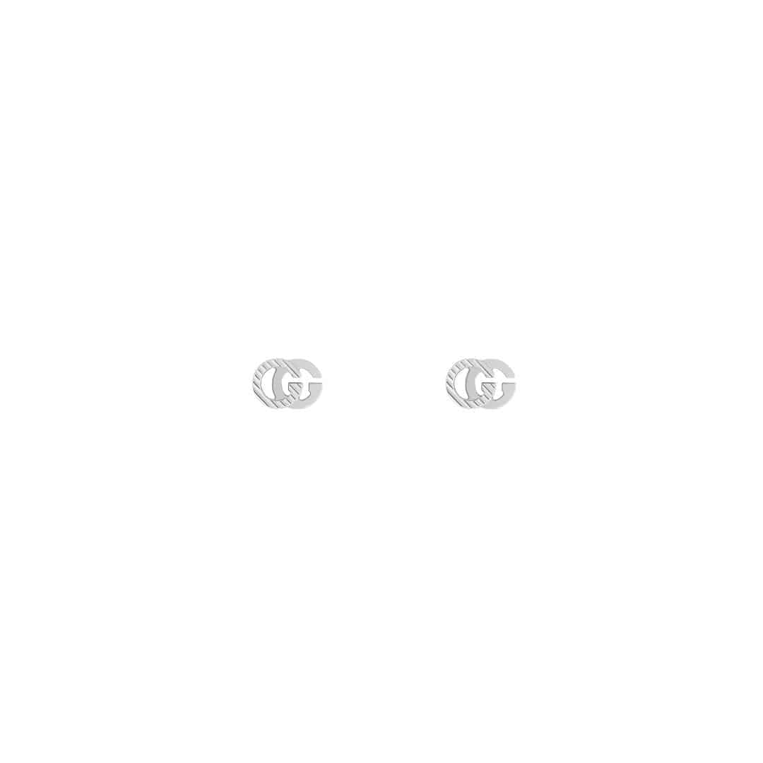 Gucci GG Running Stud Earrings in 18kt White Gold
