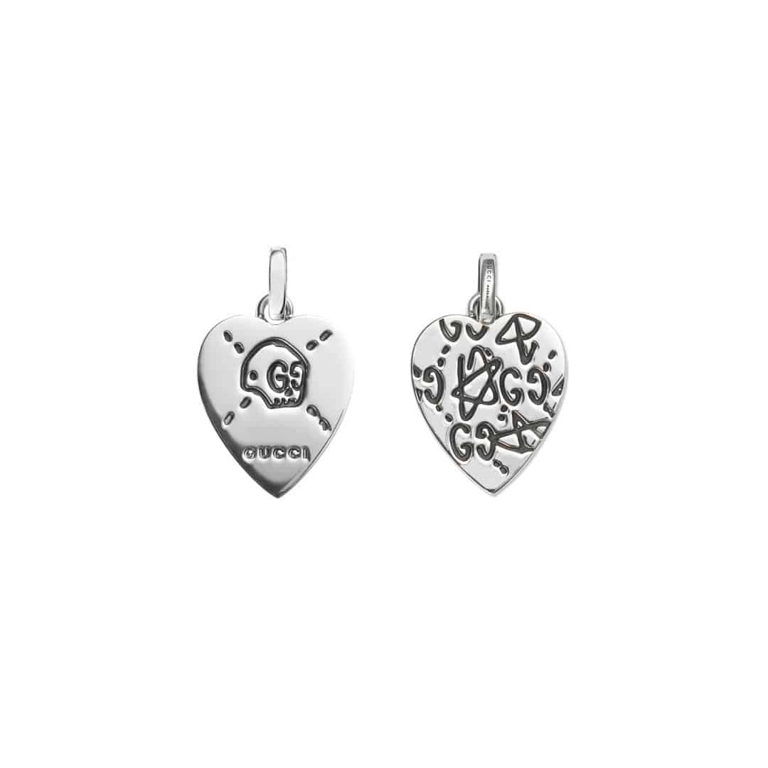 Gucci Silver Gucci Ghost Heart Charm in Sterling Silver