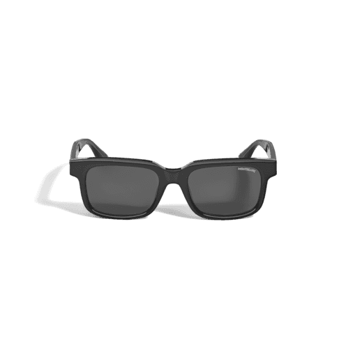 Montblanc Rectangular Sunglasses with Black Coloured Acetate Frame