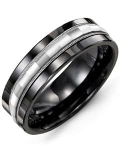 MADANI MEN’S BAGUETTE DIAMOND-CUT WEDDING