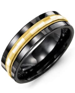 MADANI MEN’S BAGUETTE DIAMOND-CUT WEDDING