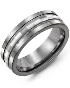 MADANI MEN’S BAGUETTE DIAMOND-CUT WEDDING