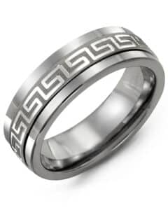 Men’s Ancient Greek Key Pattern Wedding Band