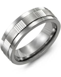 Men’s Satin Diamond Cut Wedding Band
