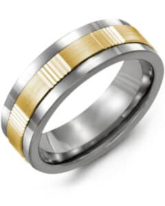 Men’s Satin Diamond Cut Wedding Band
