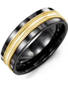Men’s Concave Polish Center Milgrain Wedding Ring