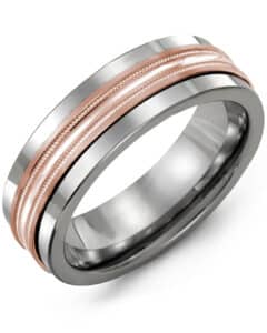 Men’s Concave Polish Center Milgrain Wedding Ring