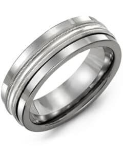 Men’s Concave Polish Center Milgrain Wedding Ring